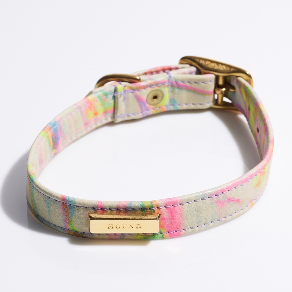 Leather Dog Collar by Hound Collection with Gold Bar Logo